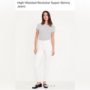Old Navy High-Waisted Rockstar Super-Skinny Jeans Raw Hem White Size 4